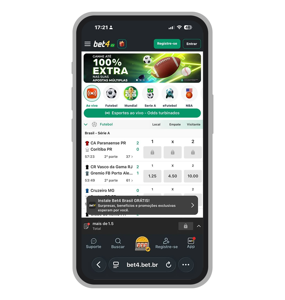 A casa de apostas Bet4 tem cardápio de promoções muito diversificado