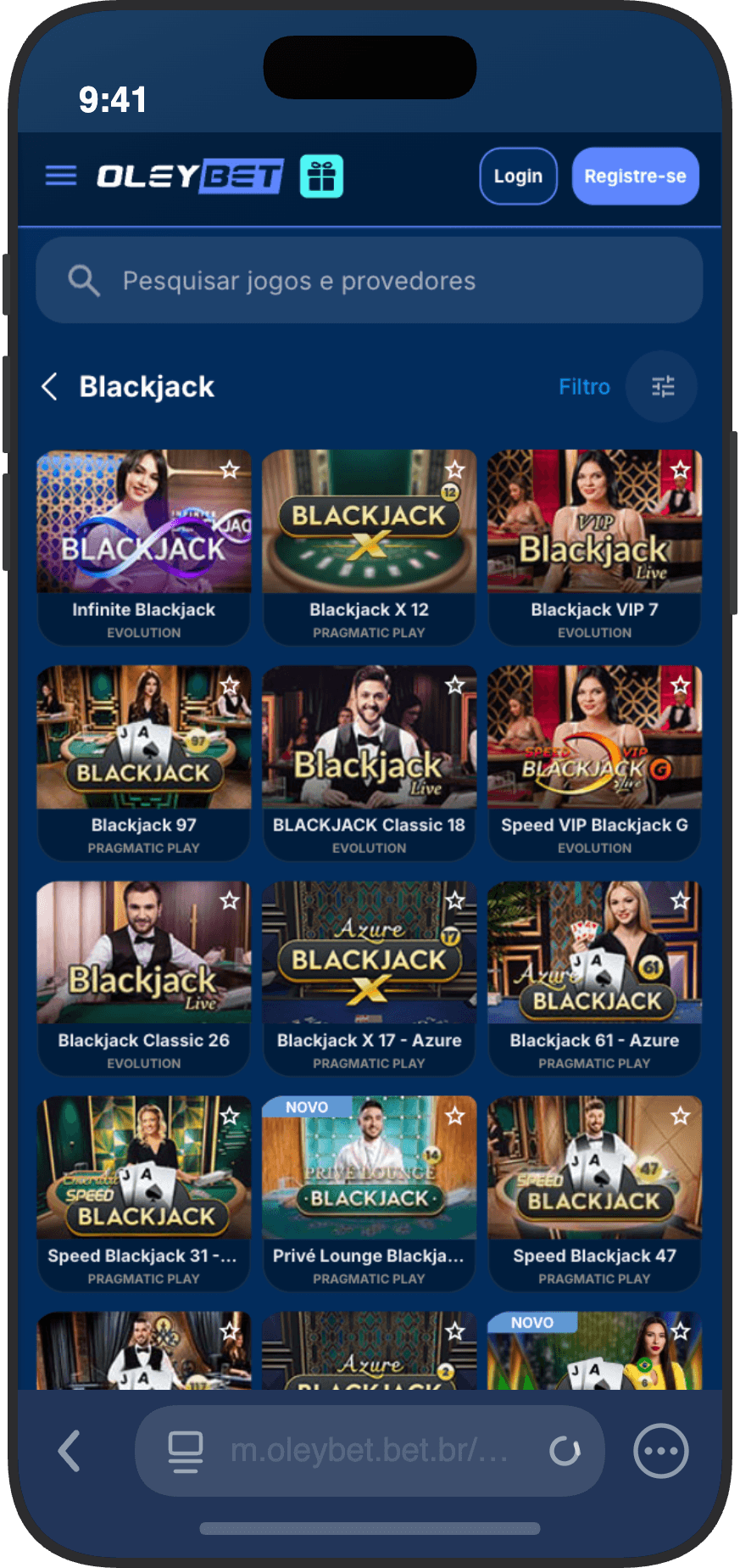 Mesas de blackjack ao vivo do cassino OleyBet com versões VIP Speed e Privé Lounge