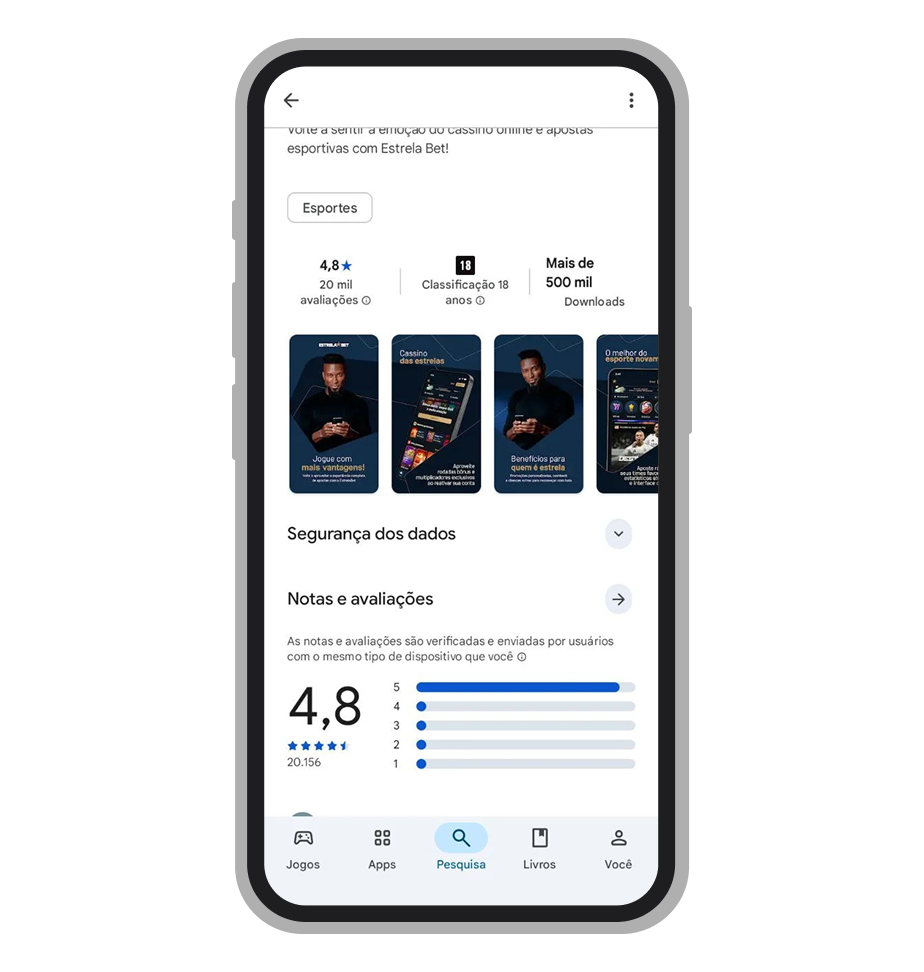 App da EstrelaBet cassino na Play Store da Google