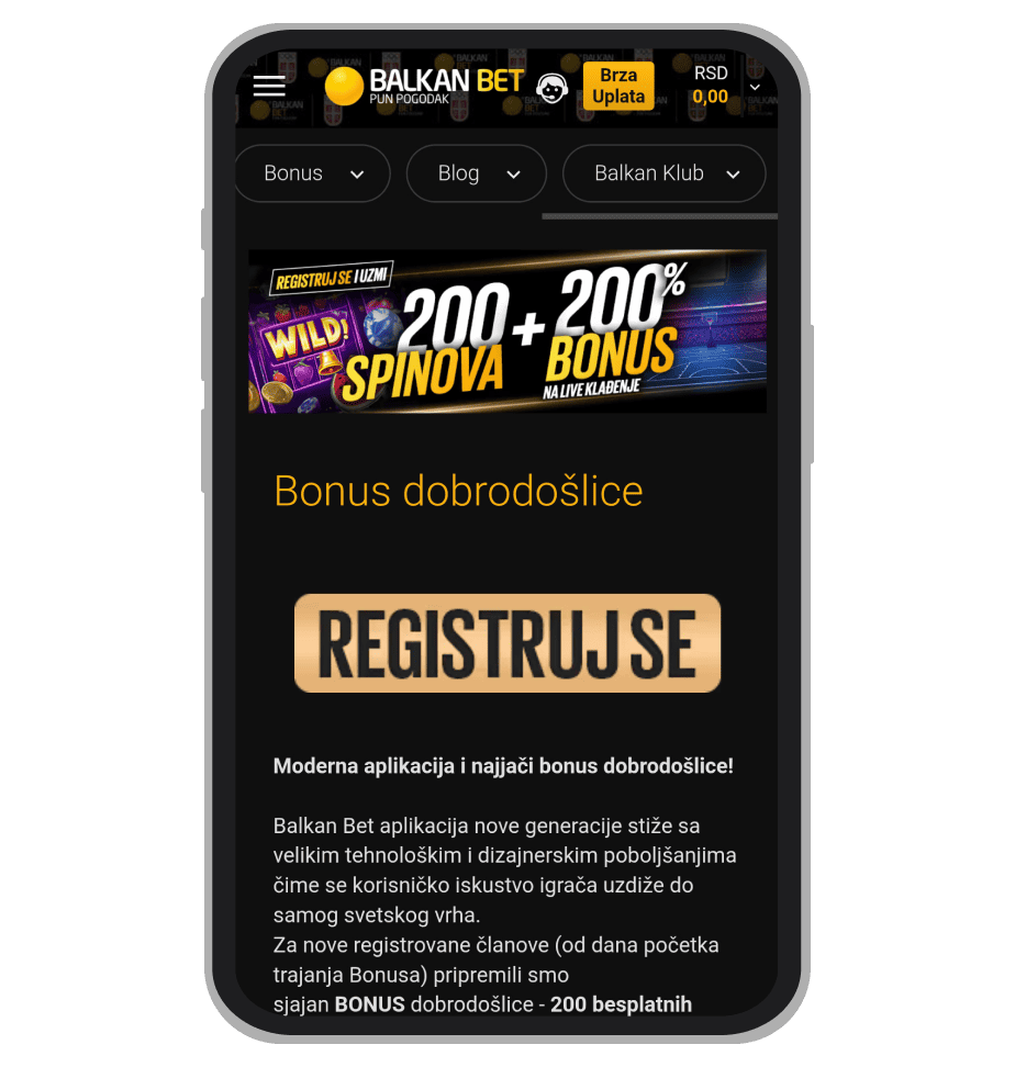 BalkanBet ponuda dobrodošlice