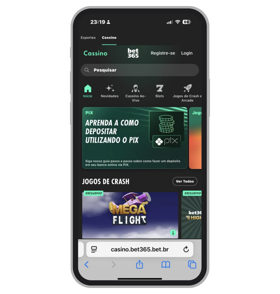 Jogos Crash no site mobile da Bet365
