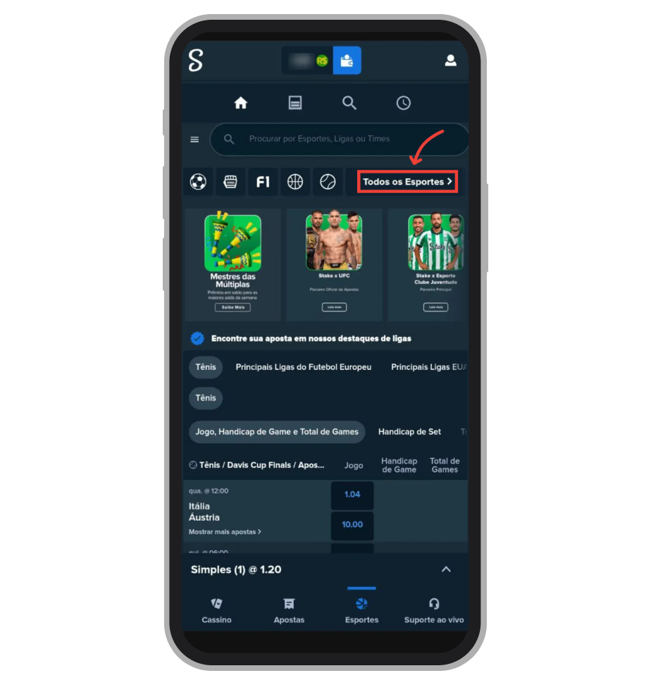 Acesse todos os esportes 