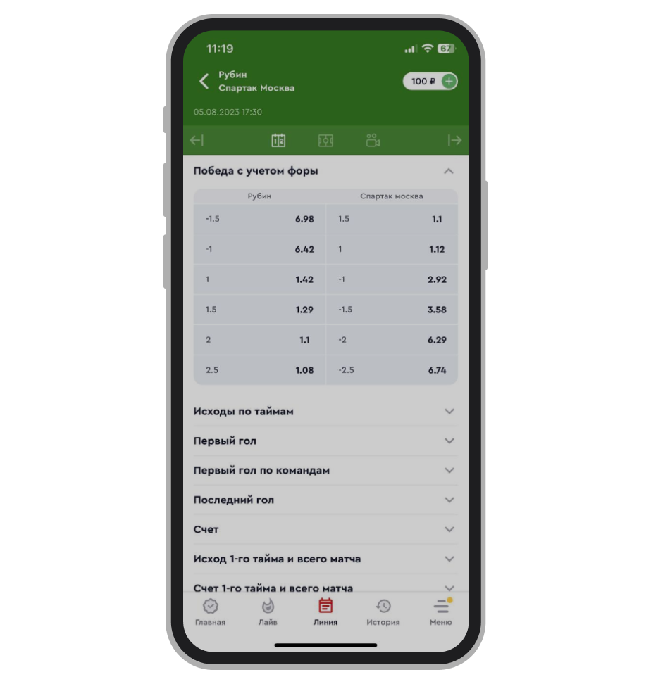 Ставки на фору в матче в бк olimp