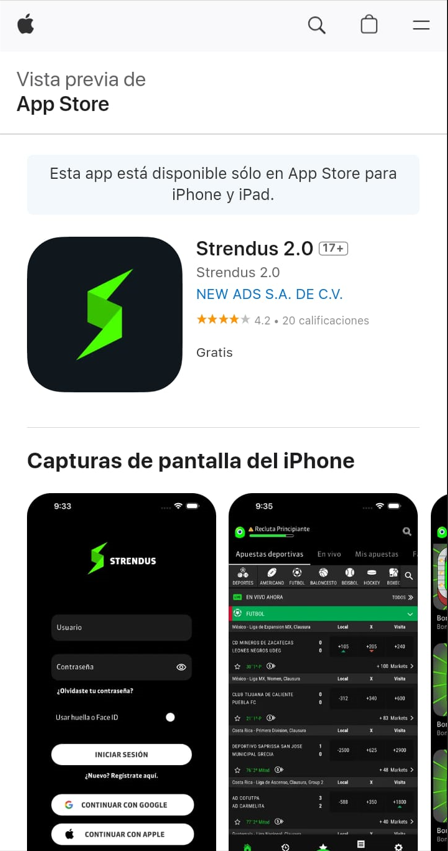 Página de App Store