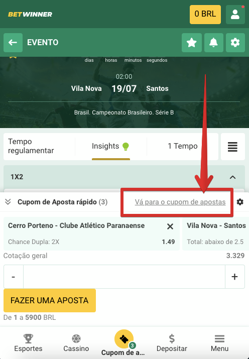 Acesse o bilhete com suas seleções 