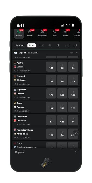Odds 1X2 na BetBoom: Inglaterra vs Croácia 1.75 / 3.65 / 4.85 na primeira rodada da Copa do Mundo 2026