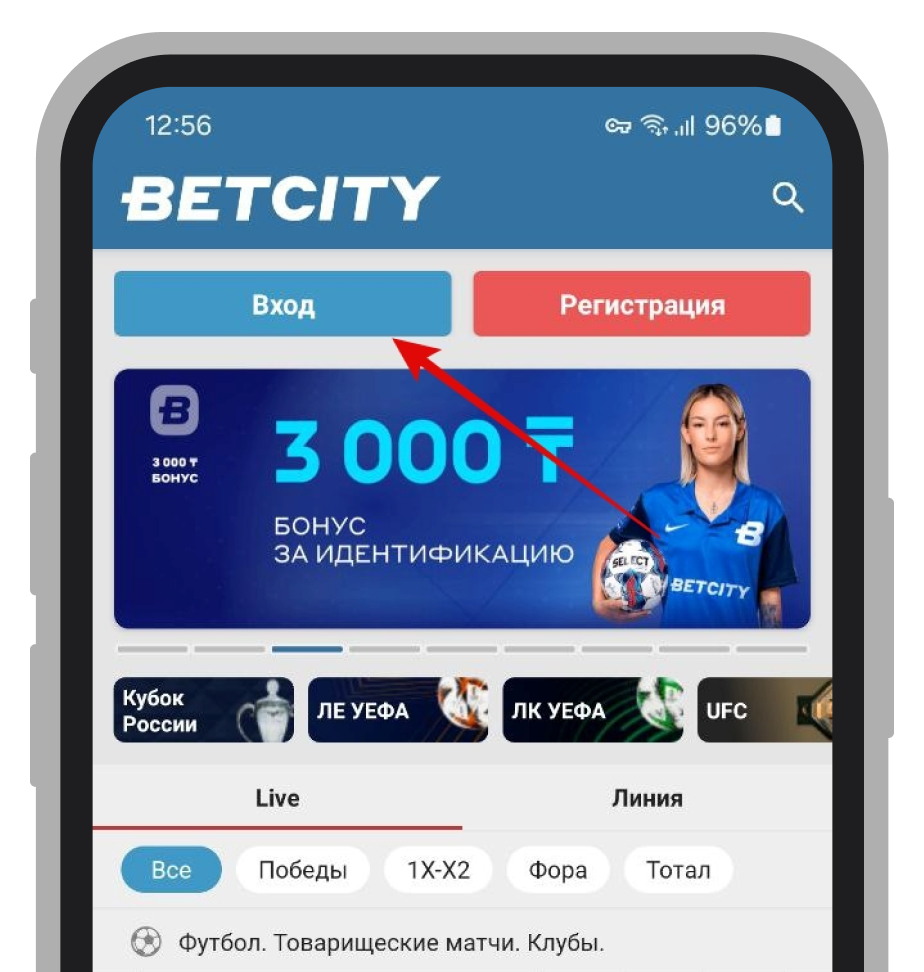 Кнопка «Вход»