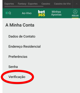 Escolha a opção "Verificação"