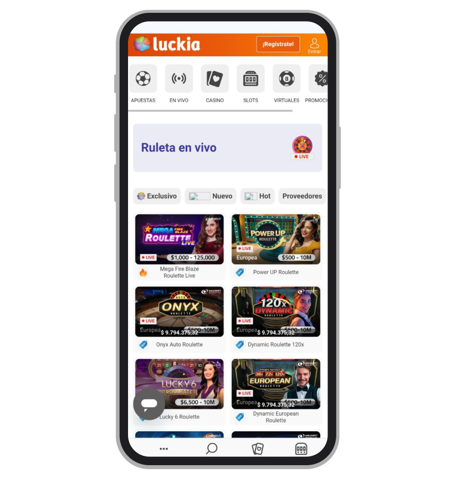 Ruleta en vivo. Luckia