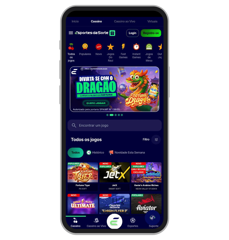 Cassino Esportes da Sorte no app