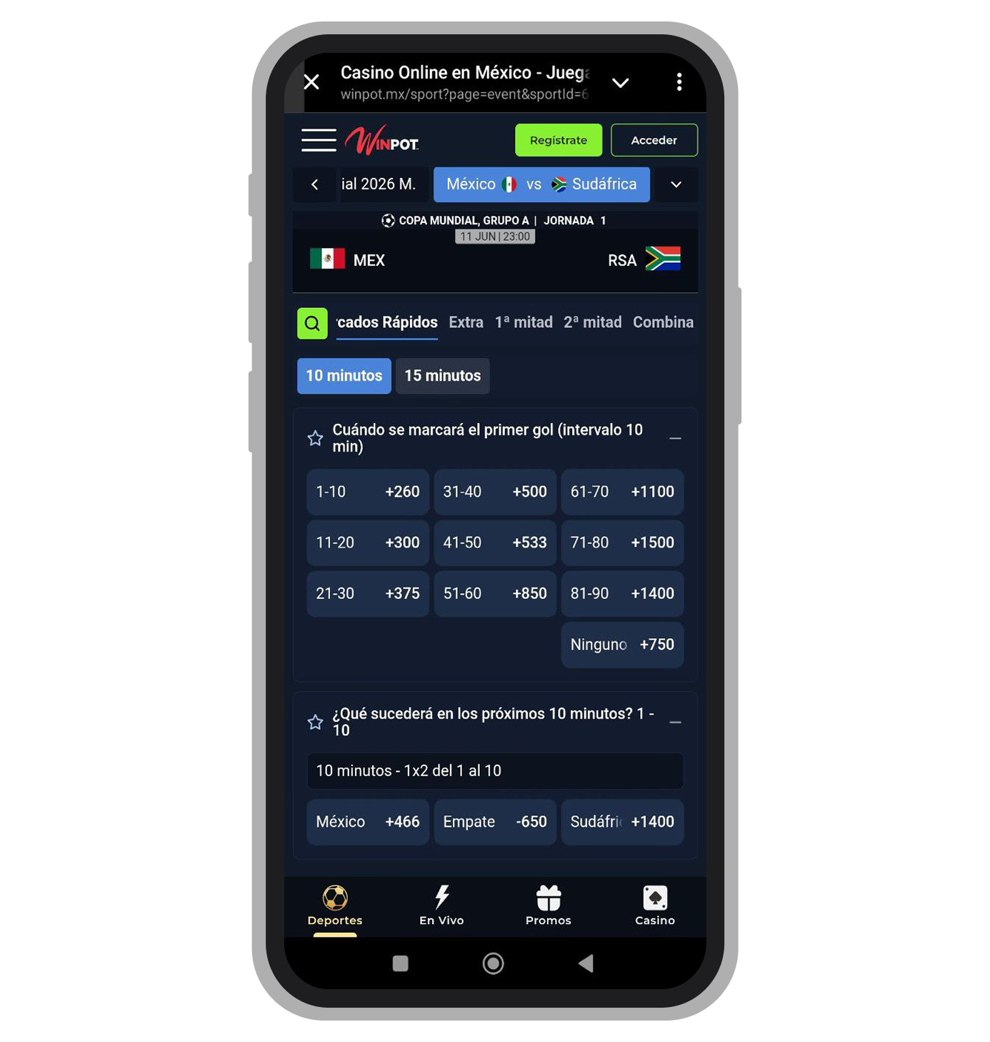 Apuestas especiales. Winpot