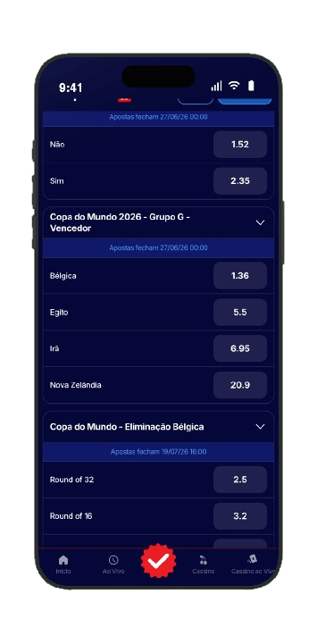 Acesse o mercado Vencedor do Grupo G na HiperBet e selecione Bélgica a odd 1,36