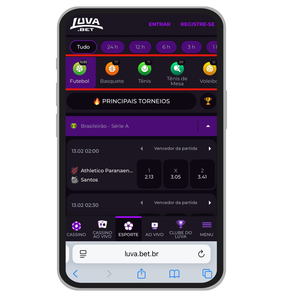 Selecione a modalidade desejada