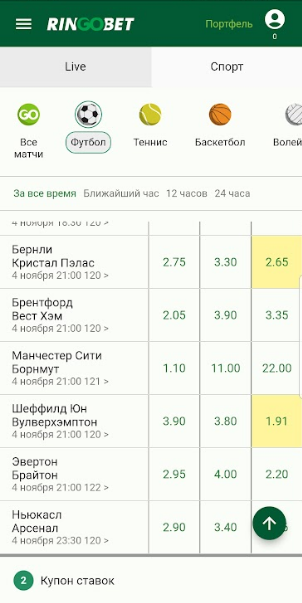 Меню «Профиль»