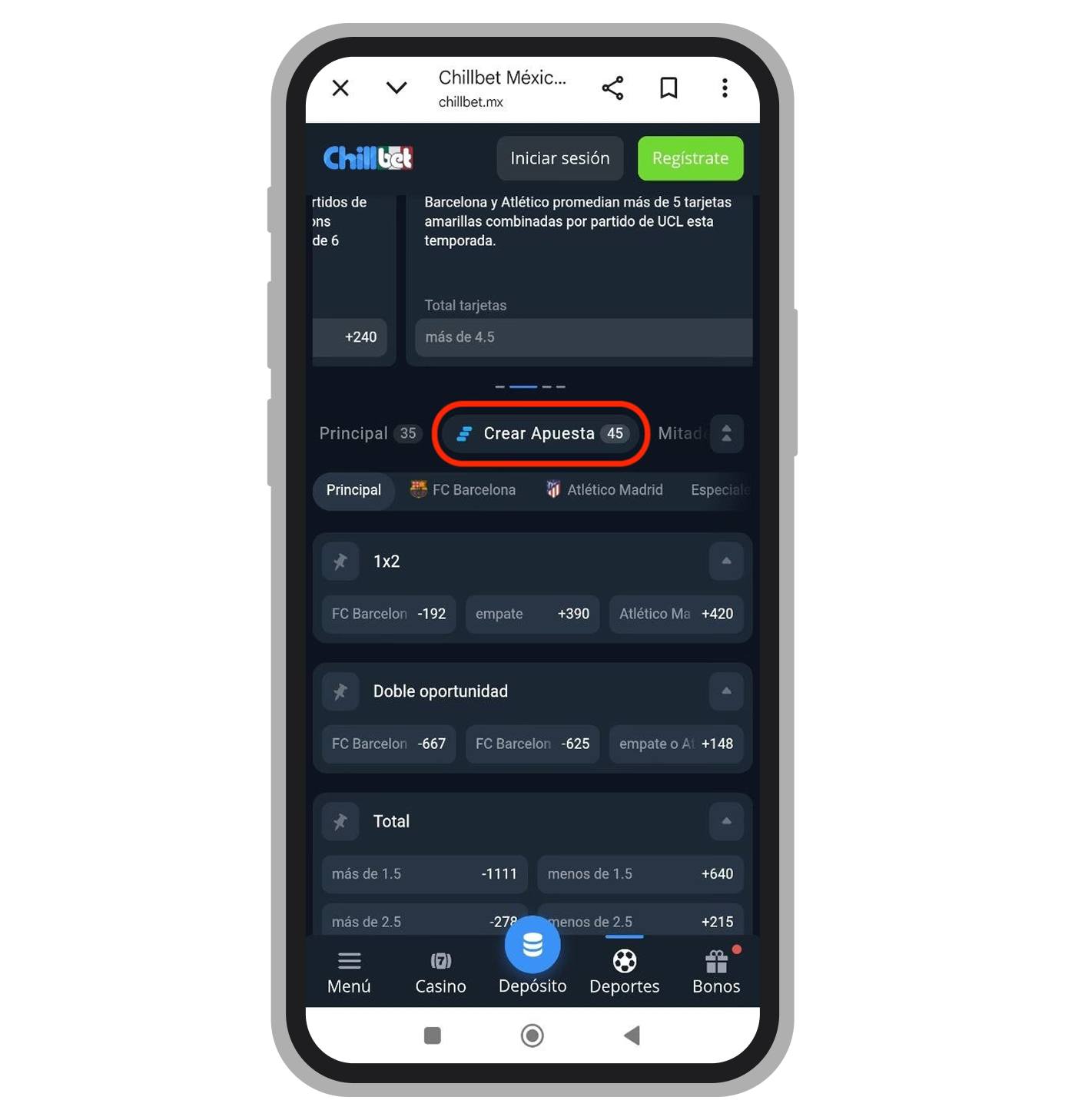Crear Apuesta. Chillbet