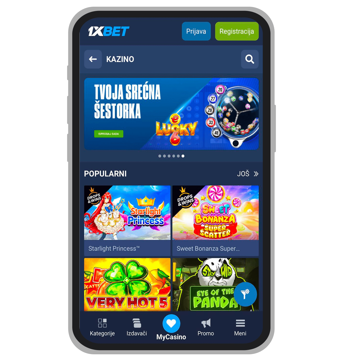 1xBet glavna stranica
