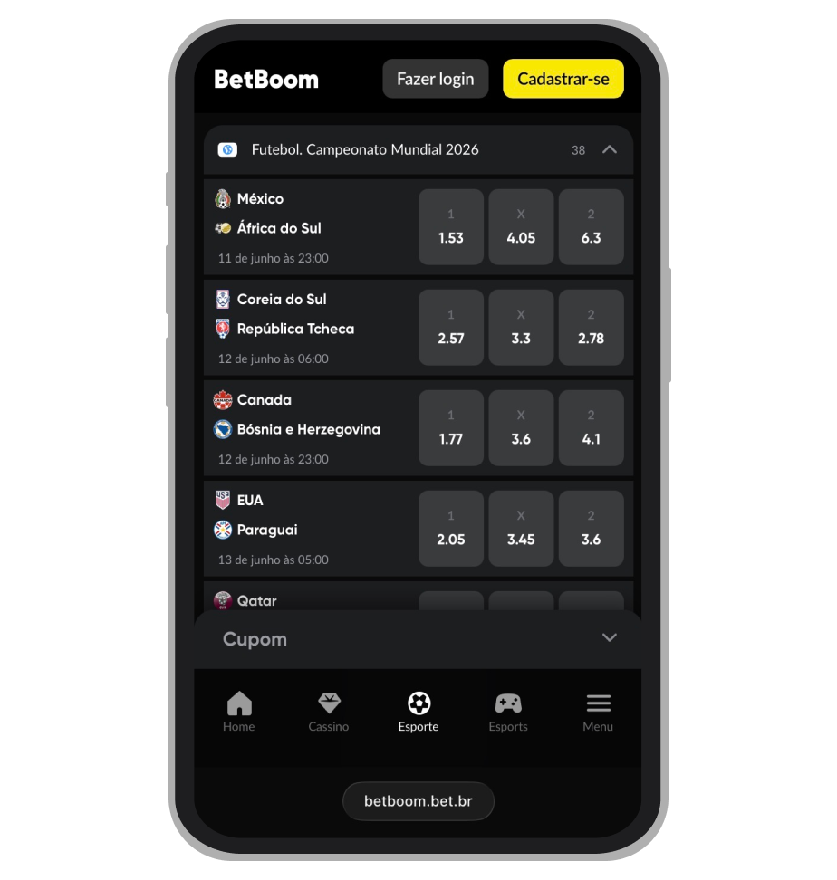 Apostas na Copa na BetBoom
