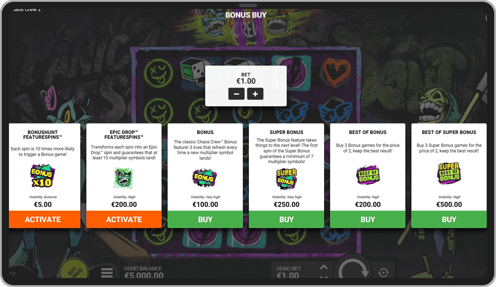 Meniu Cumpărare Bonus