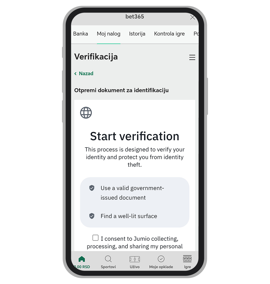 Slanje dokumenata za verifikaciju