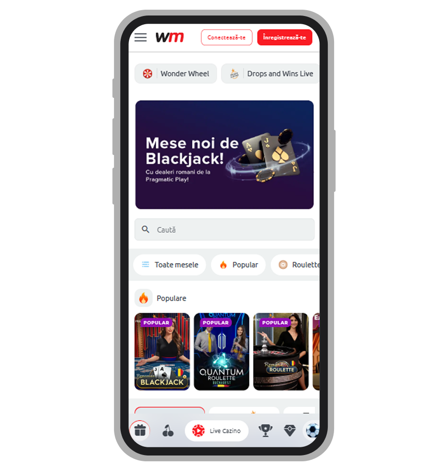 Cazinou live la Winmasters