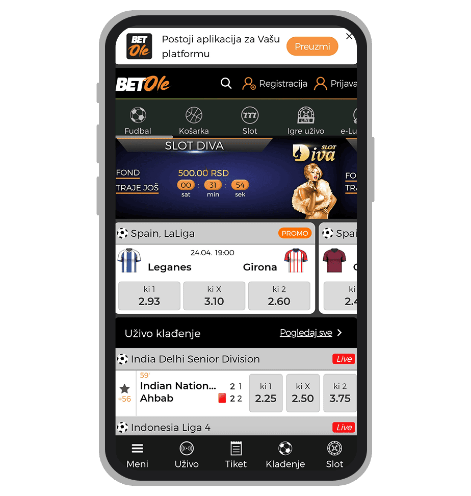 Bet Ole linkovi za download aplikacije