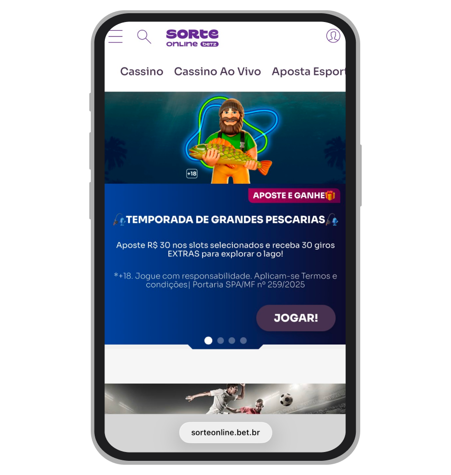 Página principal da Sorte Online