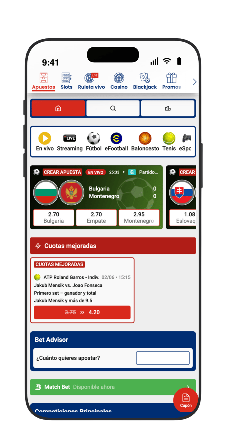Pulsa en Fútbol en la pantalla de inicio de JOKERBET para acceder a las apuestas del Mundial 2026