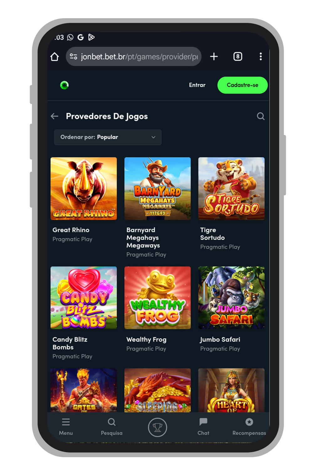 O site mobile da Jonbet