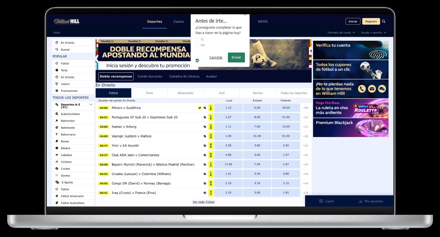 Página principal de William Hill