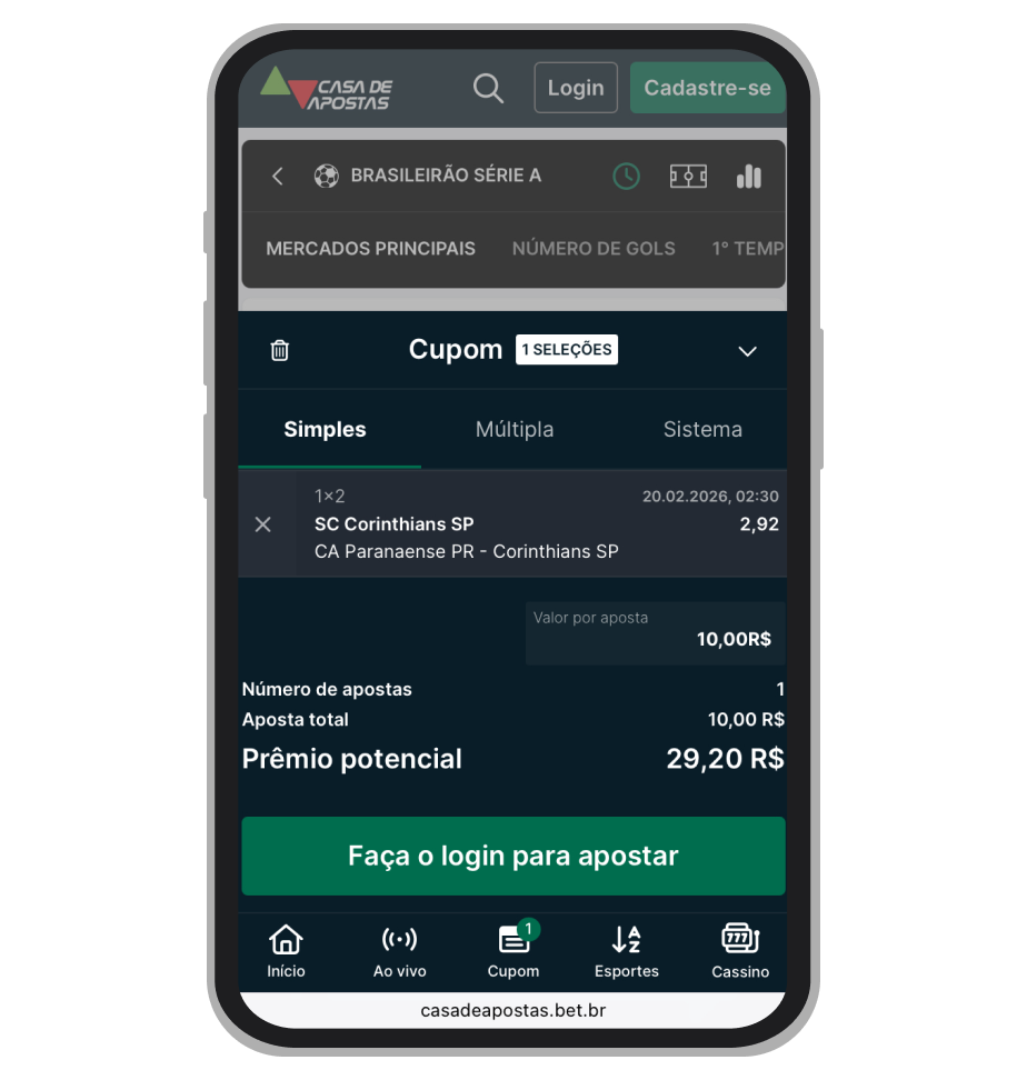 Bilhete de apostas da Casa de Apostas