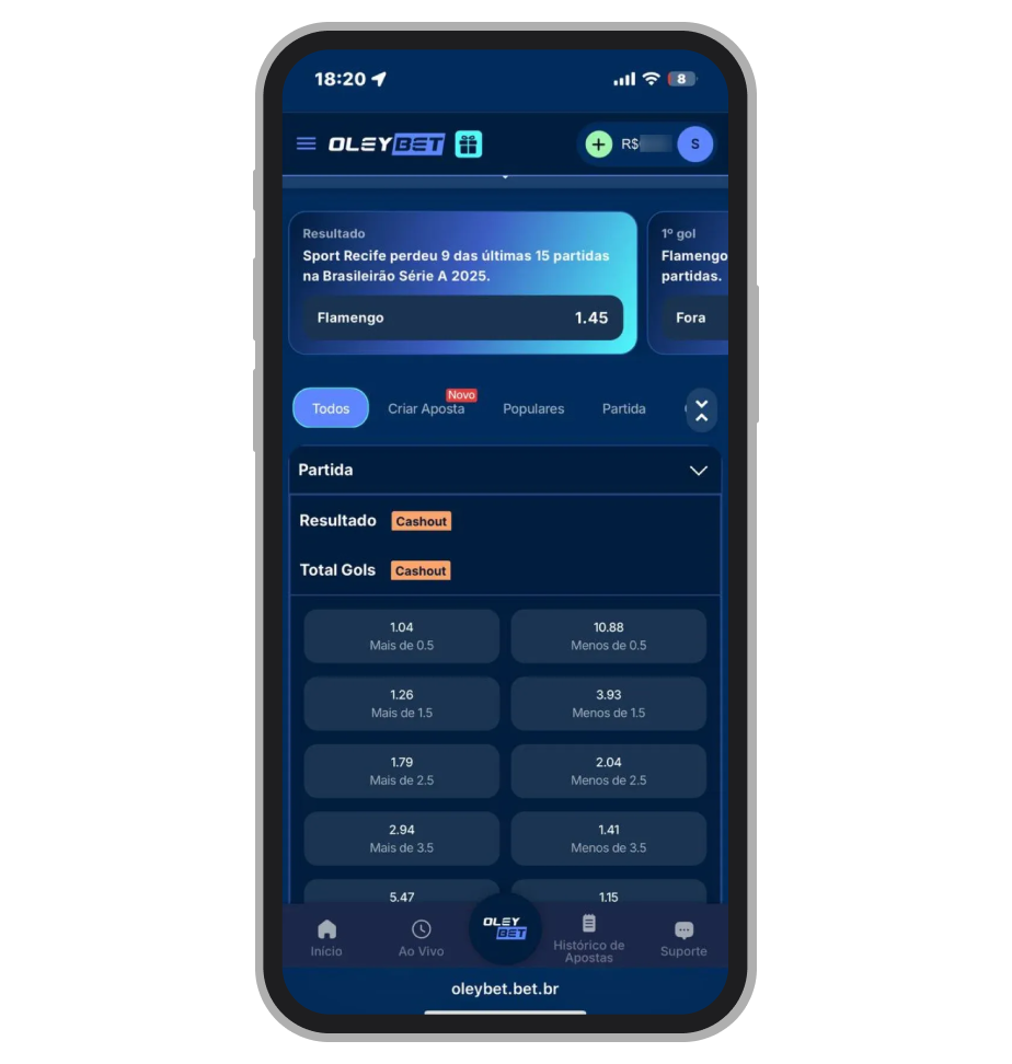 A indicação de CXashout disponível