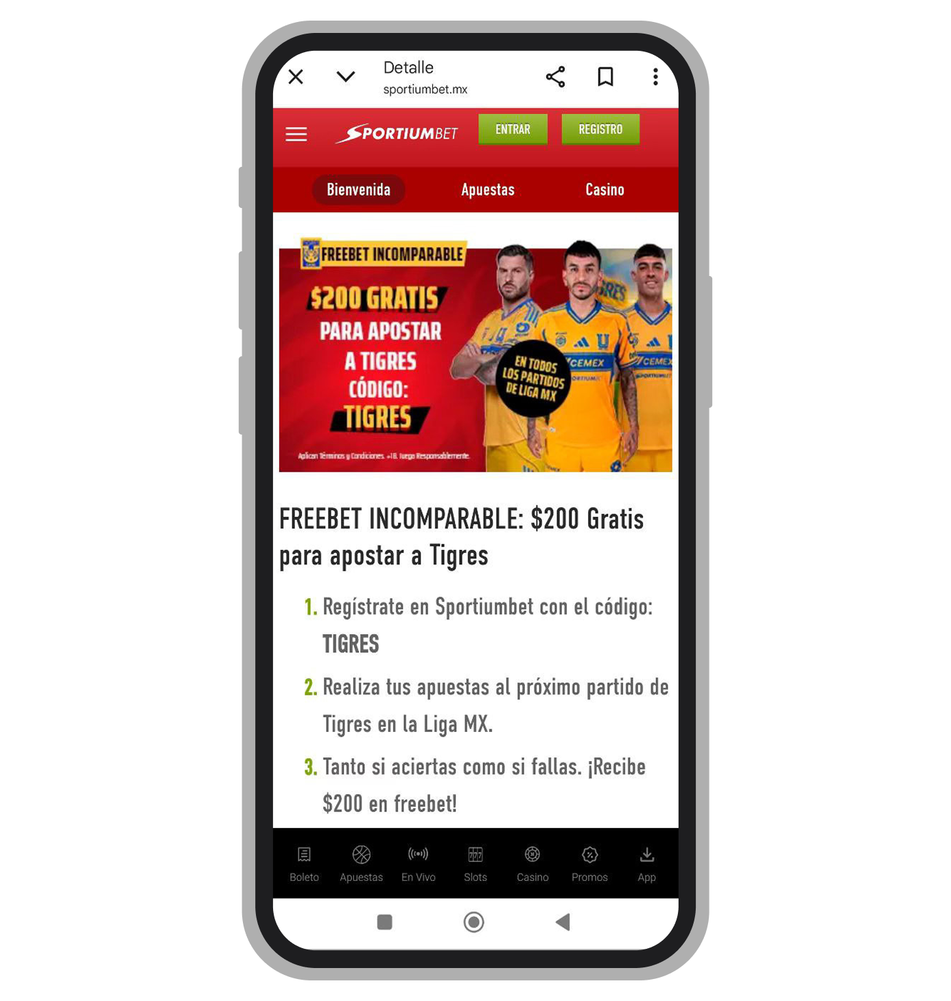 Promoción con código promocional TIGRES