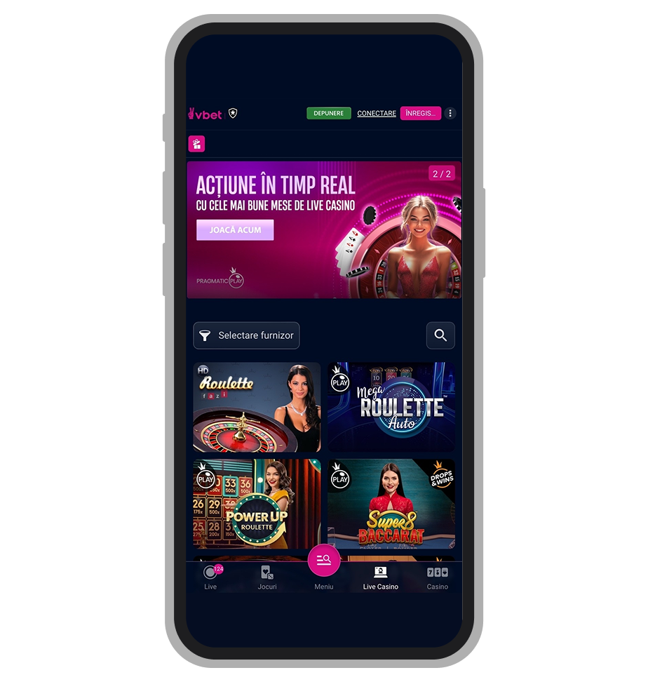 Cazinou live la Vbet