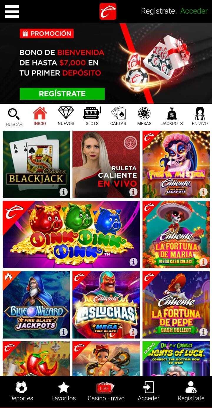 Aplicación Caliente Casino Mejor Bono de Bienvenida