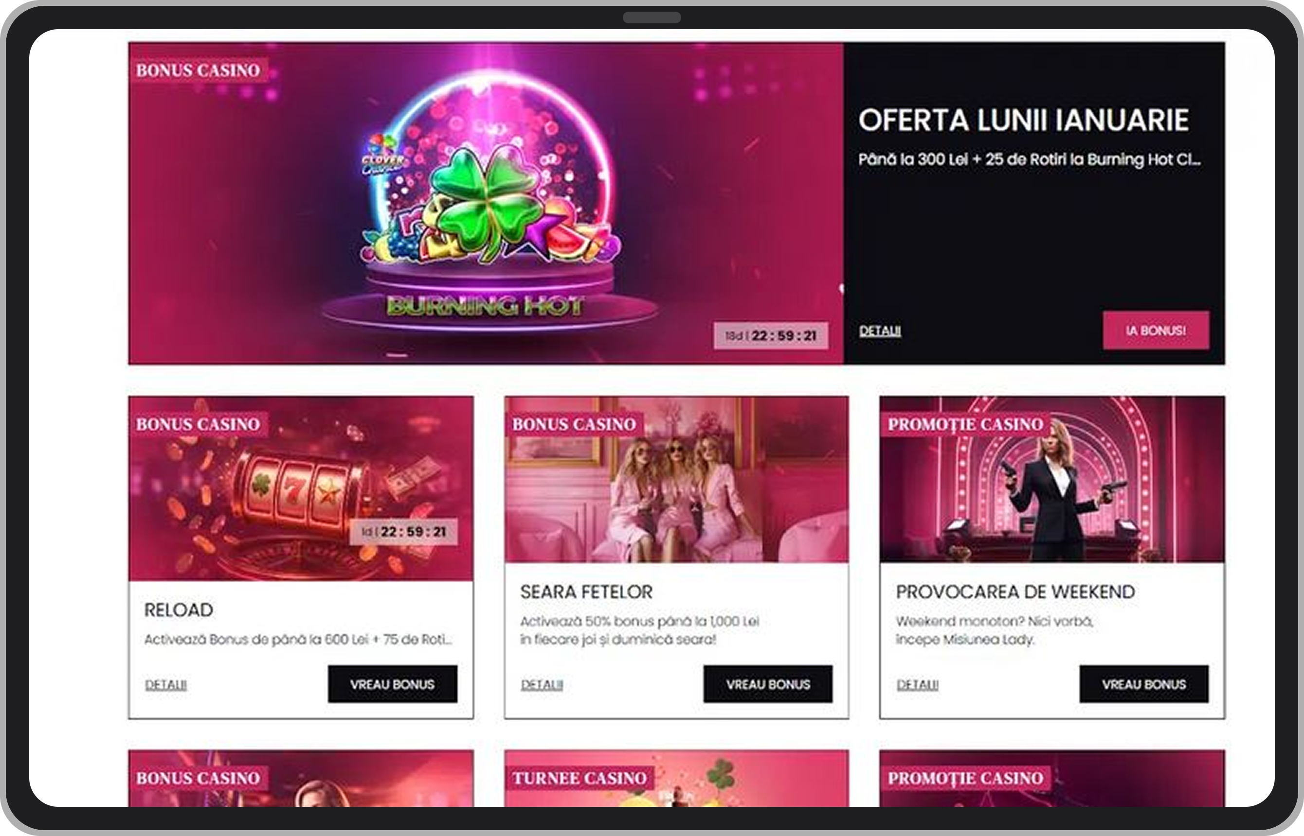 Pagina de promoții Lady Casino