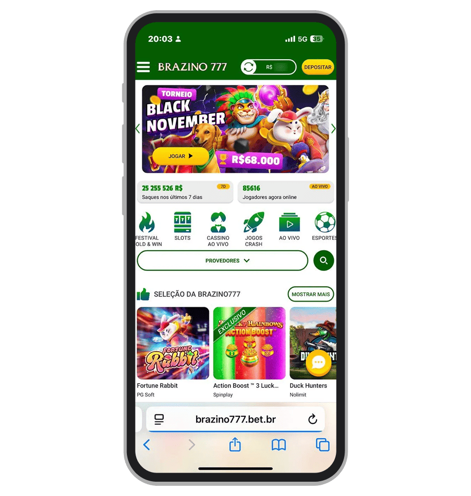 A página inicial da Brazino777