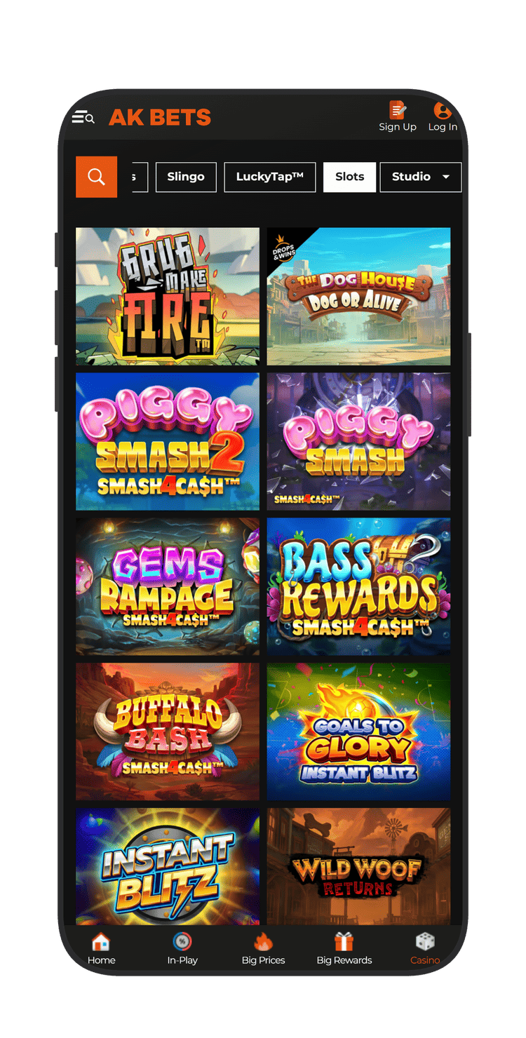 Slot section in the AK Bets Casino
