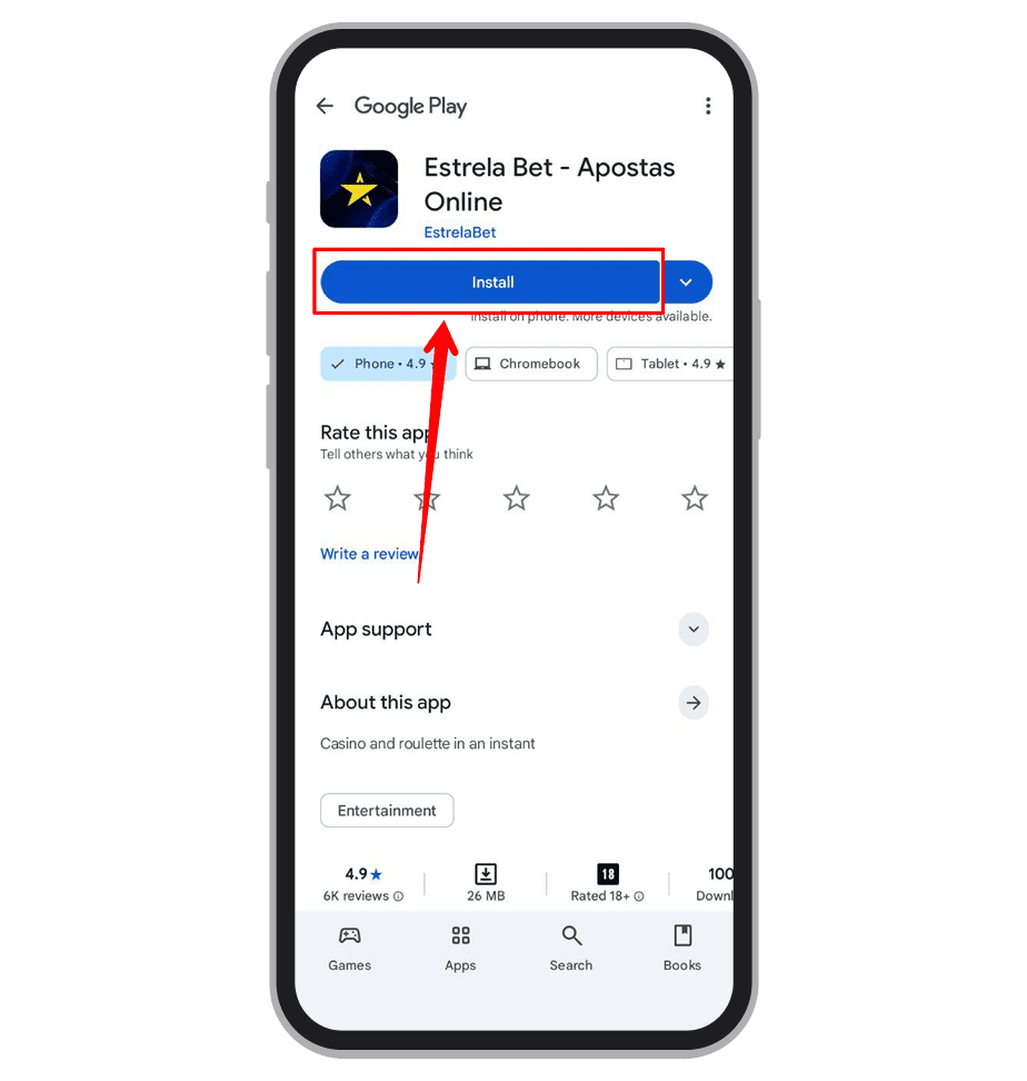 Na Play Store é só clicar em Instalar e aguardar 