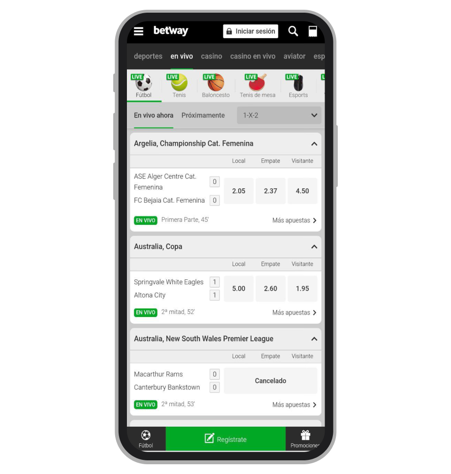 En vivo. Betway