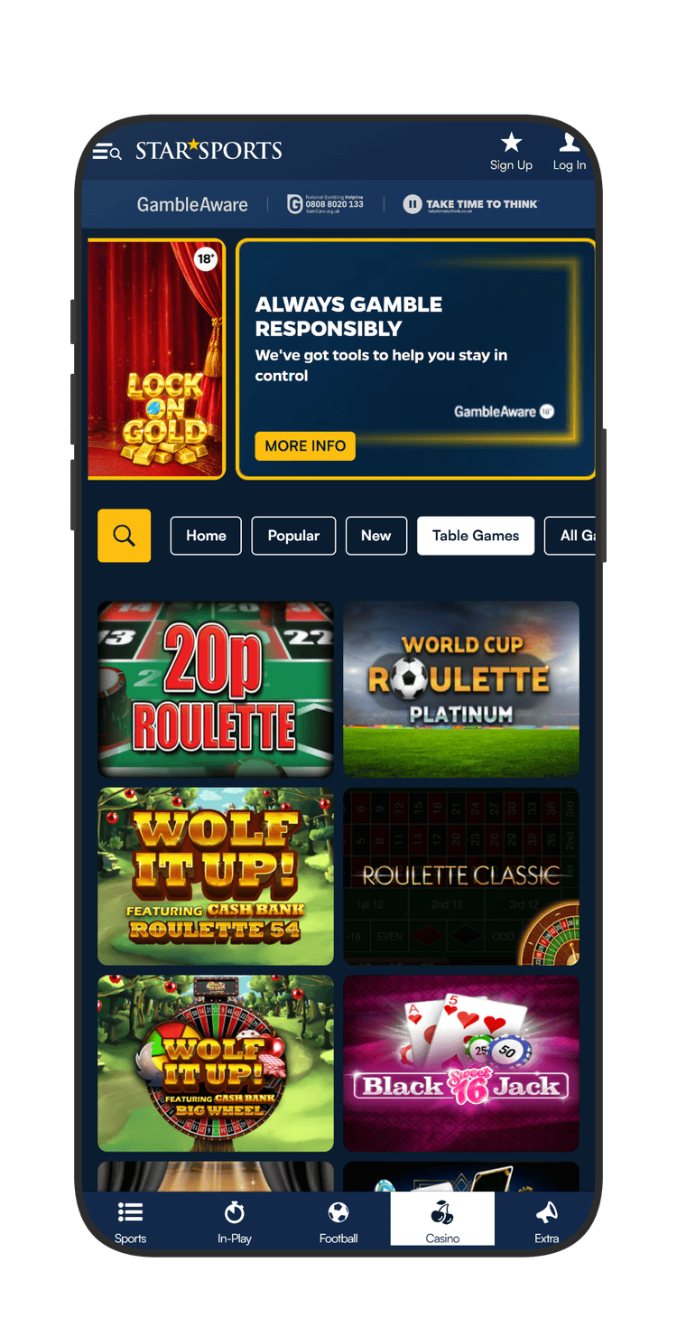 Star Sports Casino table games