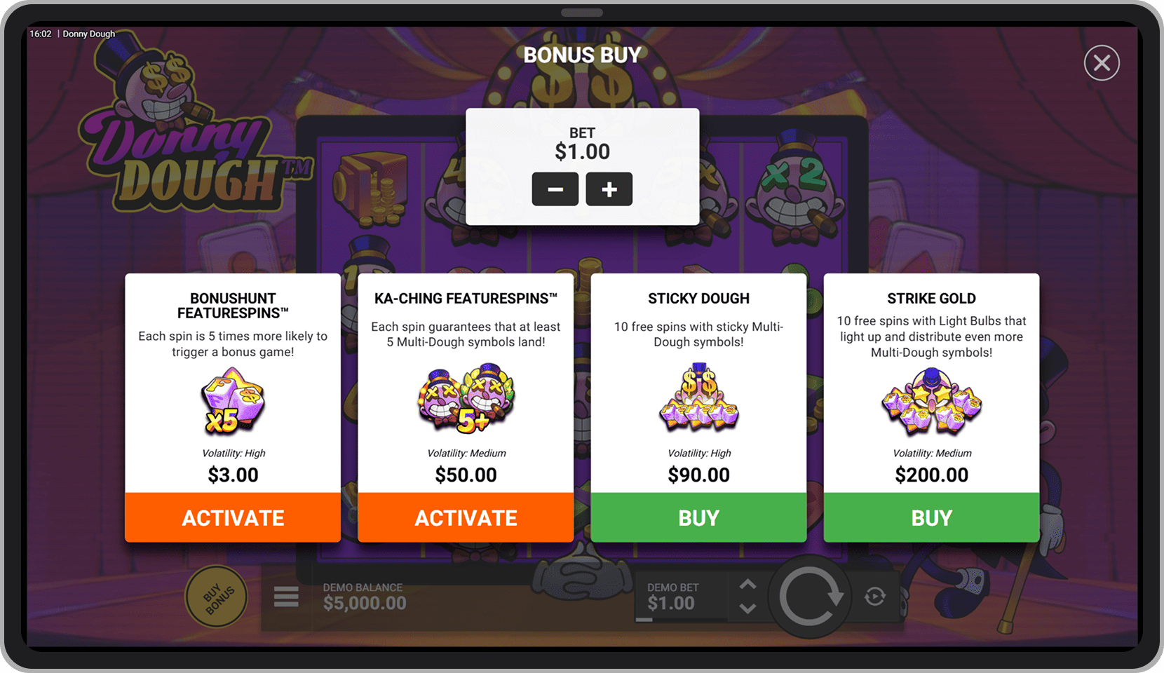 Meniu cumparare bonus