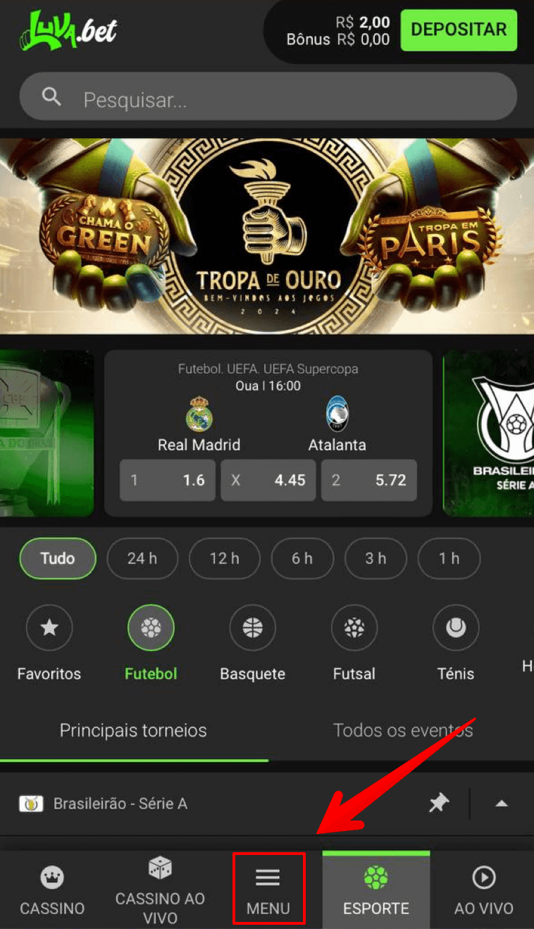 Acesse o menu no site mobile 