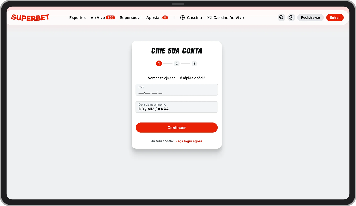 Informe o seu CPF e data de nascimento