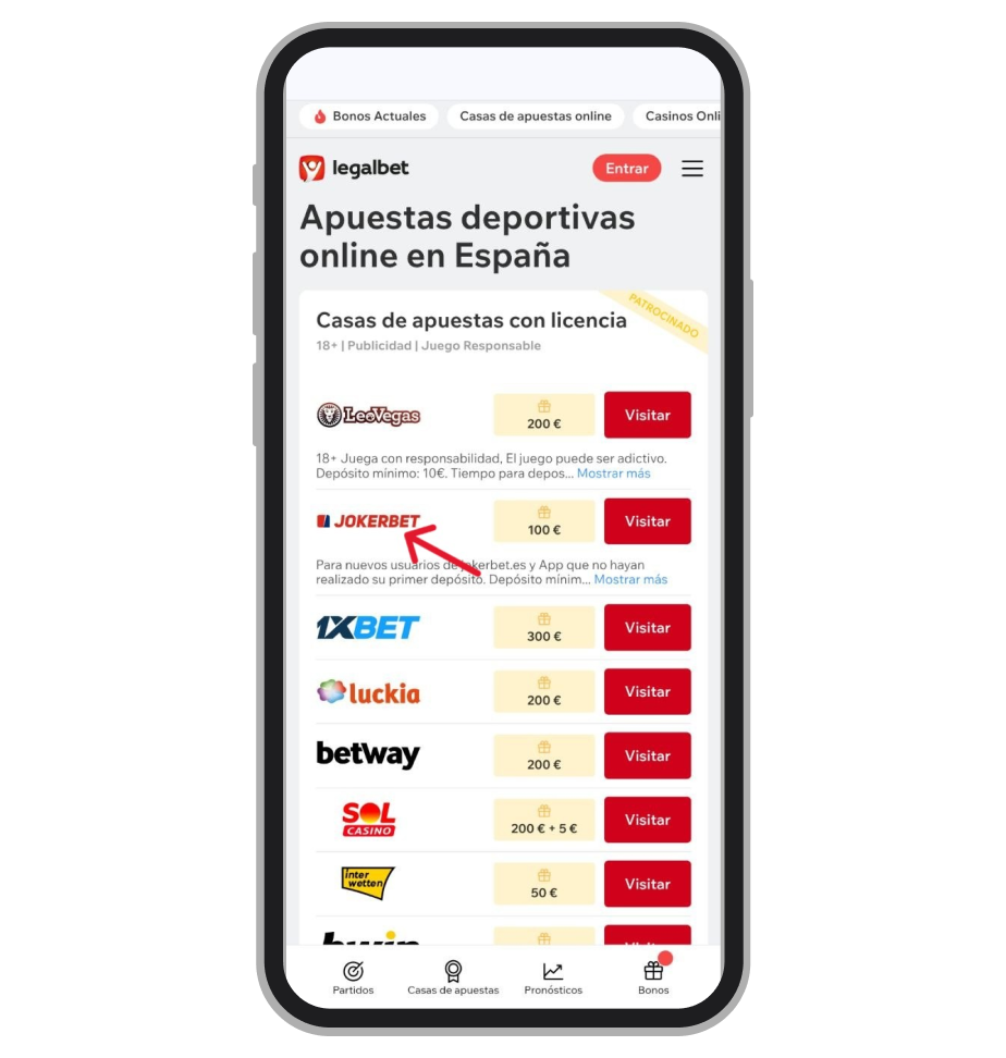 Paso 2: Abre la página de la casa de apuestas