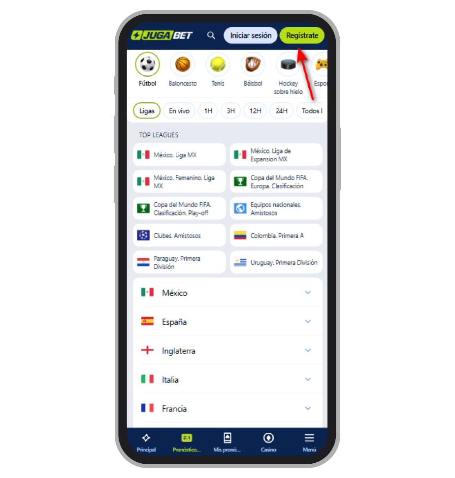 El botón de registro