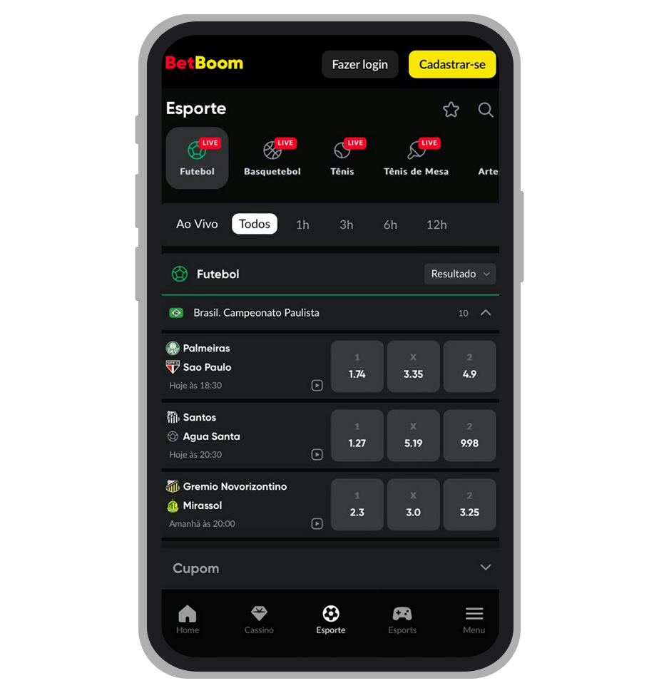 A plataforma BetBoom no mobile 