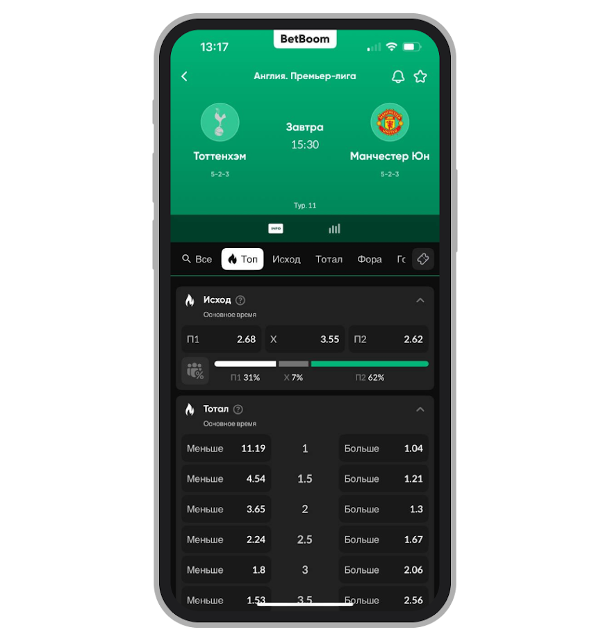 «Тоттенхэм» — «Манчестер Юнайтед» в BetBoom