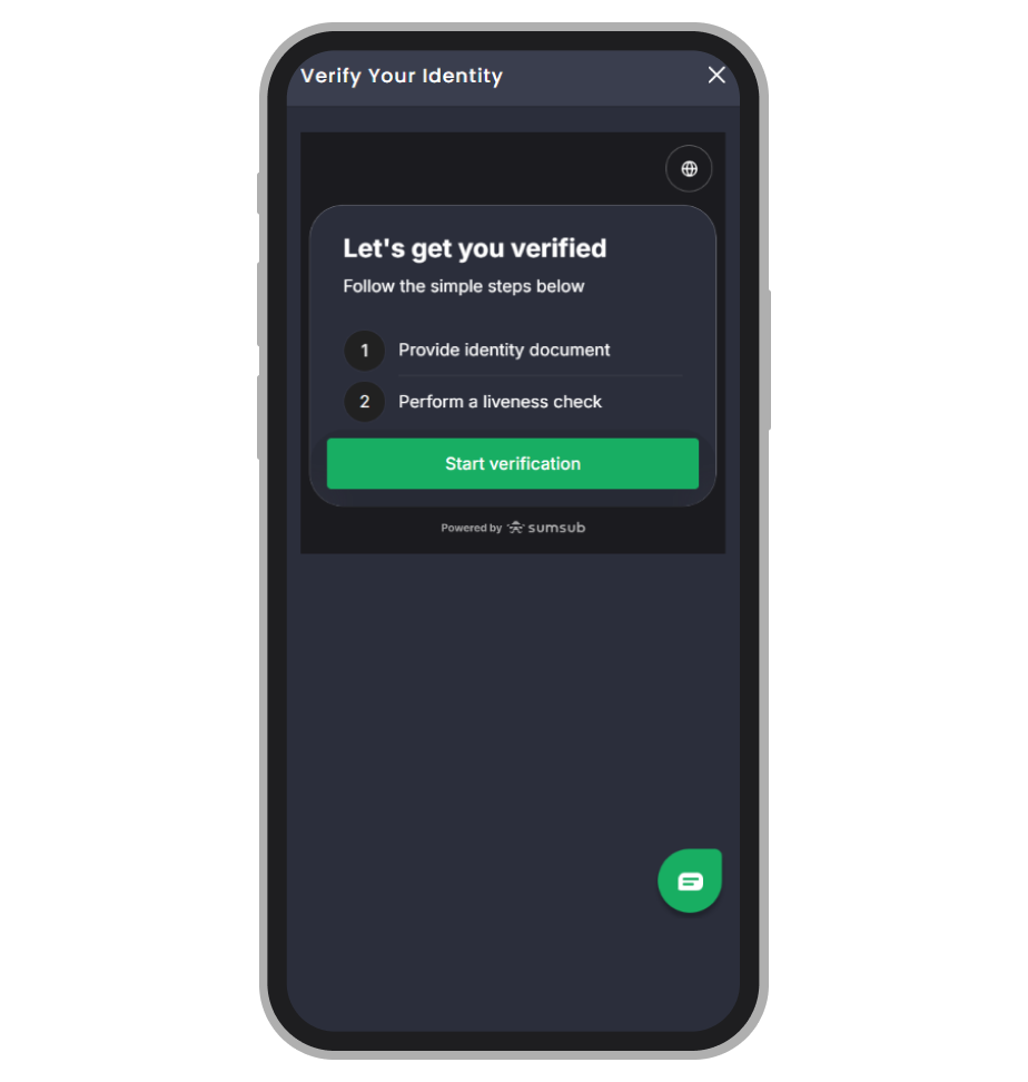 7bet identity-check intro: provide a document, then perform a liveness check