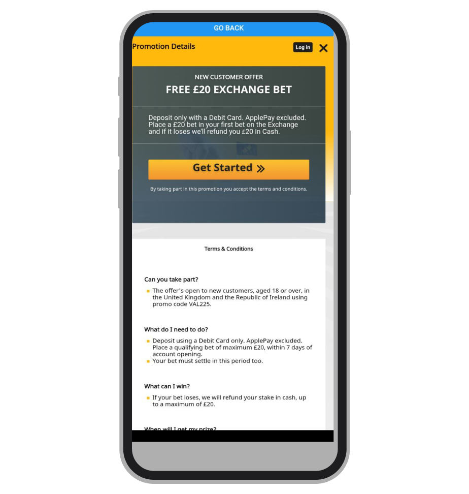 Betfair Exchange Welcome Offer