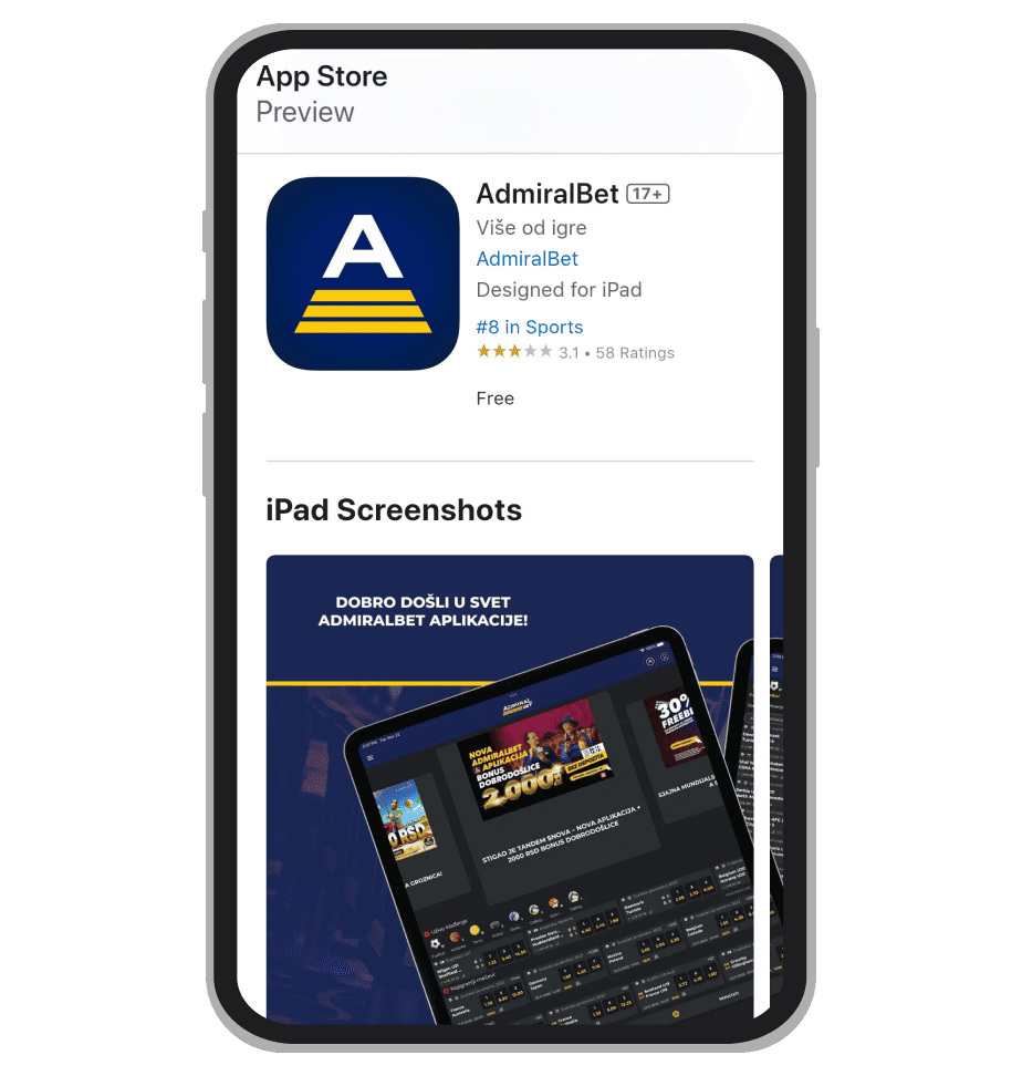 AdmiralBet iOS aplikacija na App Store
